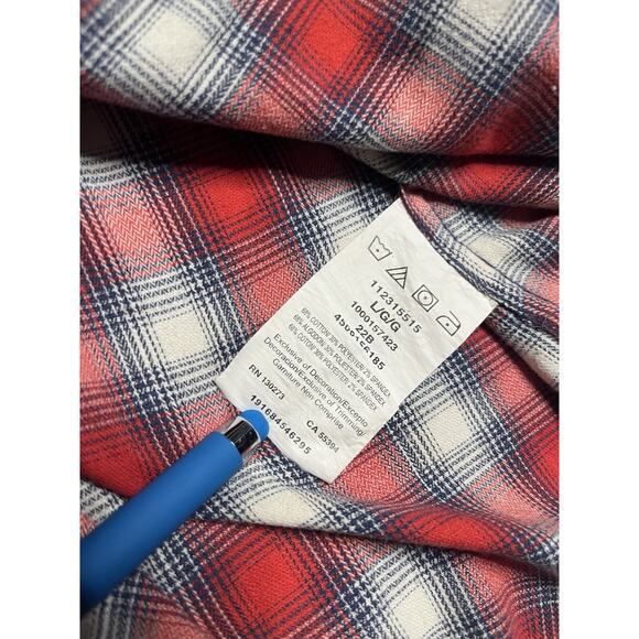 Wrangler Shirt Men's Large Red Plaid Western Button Up Chest Pockets - Picture 4 of 9